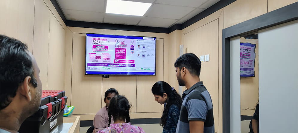 Healthcare digital signage in Dr.kamkshi memorial Hospital,Chennai